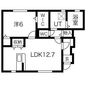 サンルーチェ八橋(1LDK/1階)の間取り写真