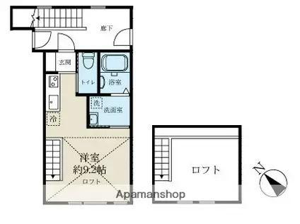 B1アパートメント(ワンルーム/2階)の間取り写真