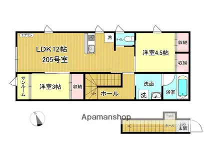 CASAFRENTERICOOMACHI(2LDK/2階)の間取り写真