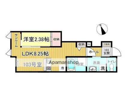 CASAFRENTERICOOMACHI(1LDK/1階)の間取り写真