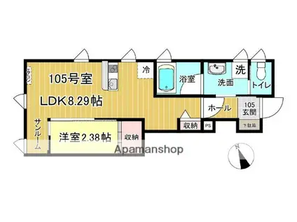 CASAFRENTERICOOMACHI(1LDK/1階)の間取り写真