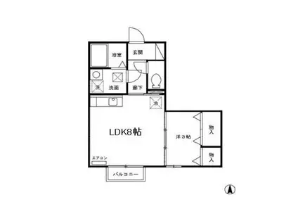 サンライフ八柳A(1DK/1階)の間取り写真