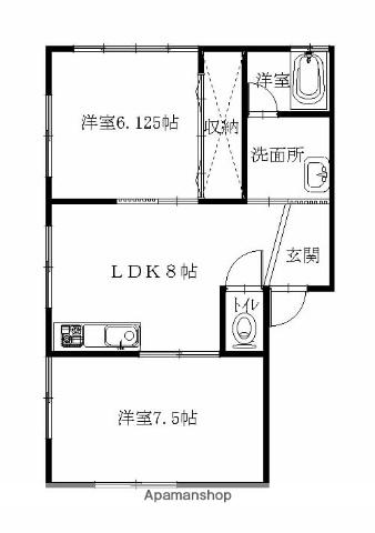 オアシスルートB(2LDK/1階)の間取り写真