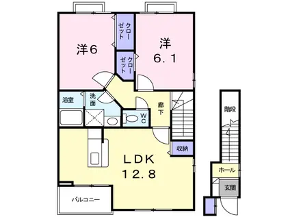 エスポワールⅡ(2LDK/2階)の間取り写真