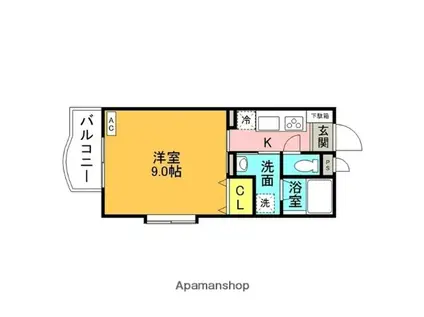 ラクラス青田南(1K/3階)の間取り写真