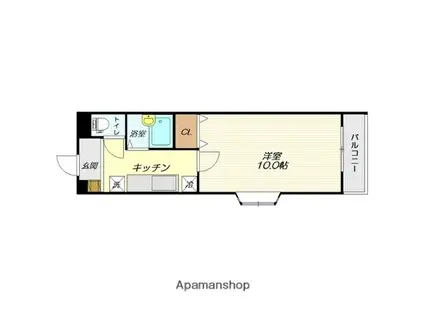 K.U.Dウエストゲート(1K/2階)の間取り写真