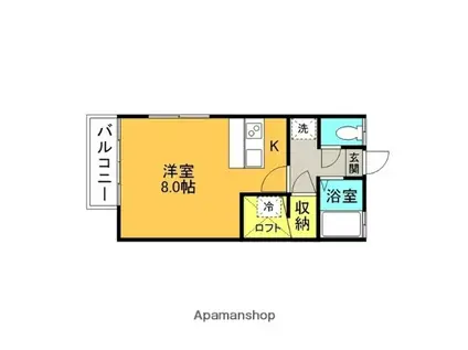 Rグレー(1K/1階)の間取り写真