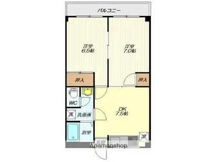 TWIG(2DK/3階)の間取り写真