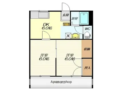 ファミール東山形(2DK/1階)の間取り写真