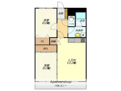 ラムセスA松波(2LDK/3階)の間取り写真