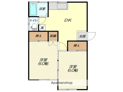 沼沢コーポラス(2DK/2階)の間取り写真