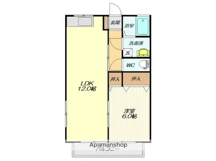 イーストヒルA棟(1LDK/2階)の間取り写真