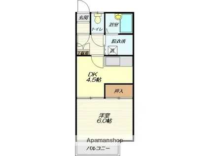 ライフィット中桜田 (1DK/1階)の間取り写真