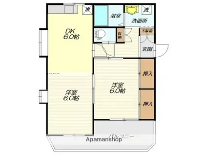 シャルム小白川 C棟(2DK/1階)の間取り写真