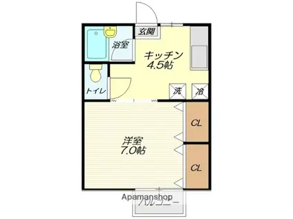 コーポ東海林(1K/2階)の間取り写真