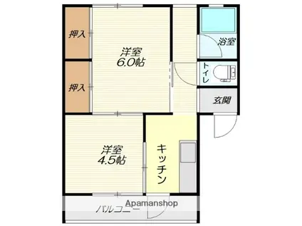 霞雅ビル(2K/1階)の間取り写真