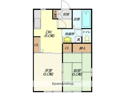 ファミールコートA(2DK/1階)の間取り写真