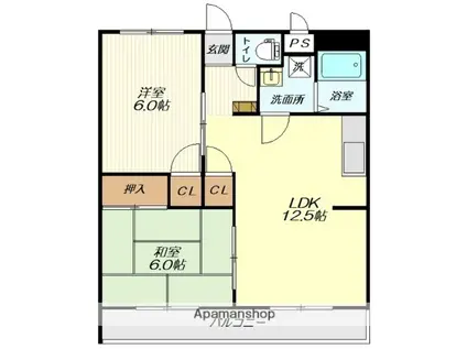 晃七第二マンション(2LDK/1階)の間取り写真
