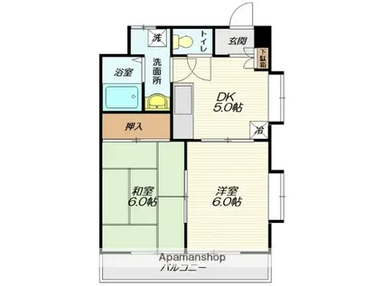 ロジュマンあかね(2DK/2階)の間取り写真