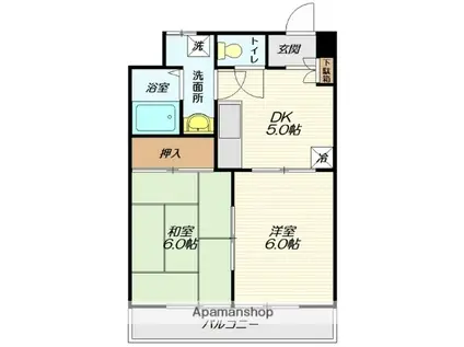 ロジュマンあかね(2DK/2階)の間取り写真