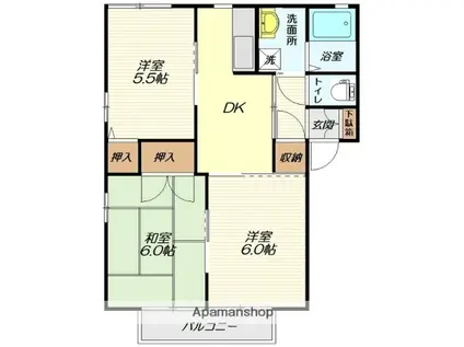 ディアス・リバティ(3DK/2階)の間取り写真