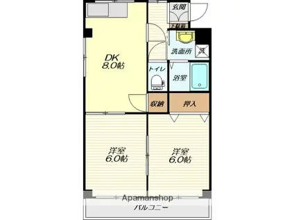 ライフステージ元木家持(2DK/1階)の間取り写真