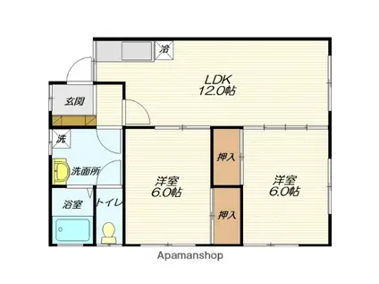 アルファー城南 A棟(2LDK/1階)の間取り写真