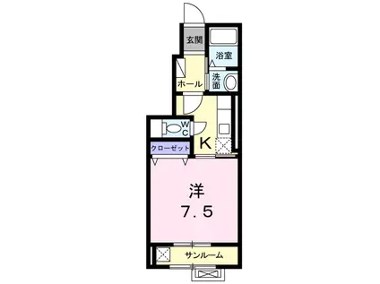 アダルカス(1K/1階)の間取り写真