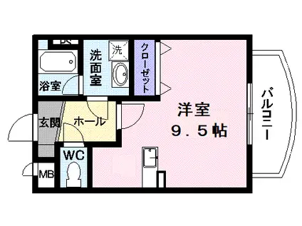 サンパティーク相生(ワンルーム/1階)の間取り写真