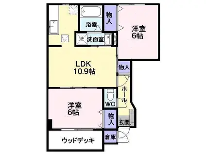 さくらヶ丘A棟(2LDK/1階)の間取り写真