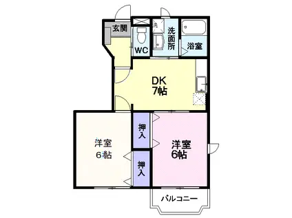 パレクロスロードA(2DK/1階)の間取り写真