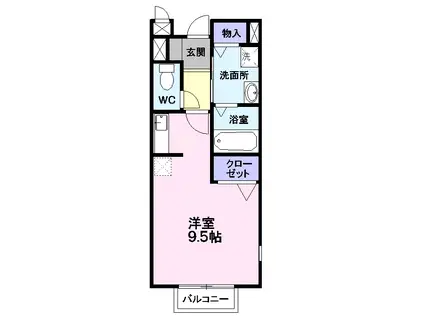 ペアフィールド(ワンルーム/1階)の間取り写真