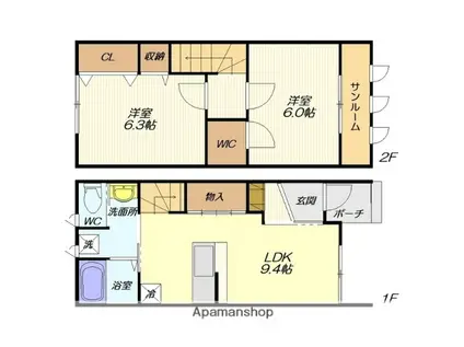 LUANA(2LDK/1階)の間取り写真