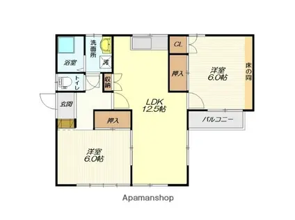 DEARさくら台 B棟(2LDK/1階)の間取り写真