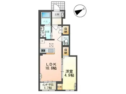 メゾン ドュ サンテ B棟(1LDK/1階)の間取り写真