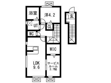 レジデンスⅡ(1SLDK/2階)の間取り写真