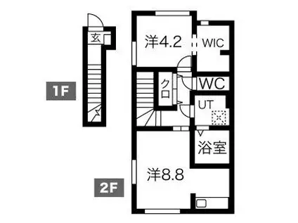 REPREN(1LDK/2階)の間取り写真
