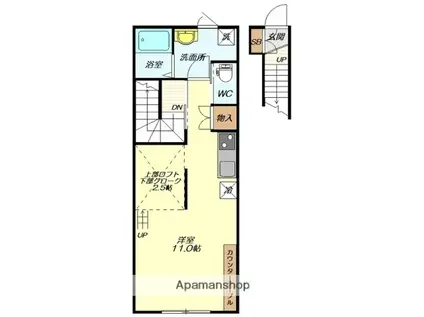 コンフォート1(ワンルーム/2階)の間取り写真