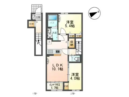 上山市金生東1丁目工事(2LDK/2階)の間取り写真