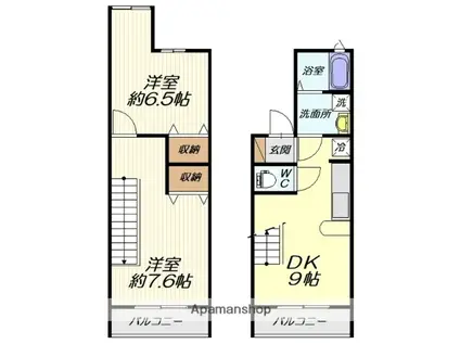 ショコラマンション(2DK/2階)の間取り写真