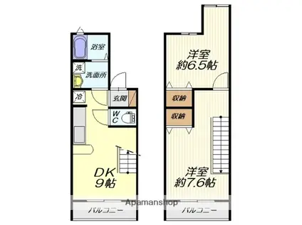 ショコラマンション(2DK/2階)の間取り写真