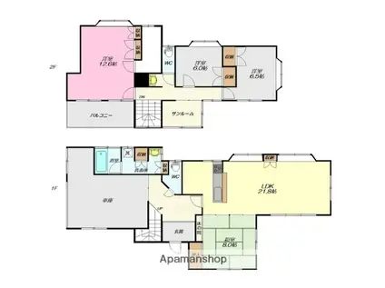 奥羽本線 山形駅 徒歩29分 2階建 築42年(4LDK)の間取り写真