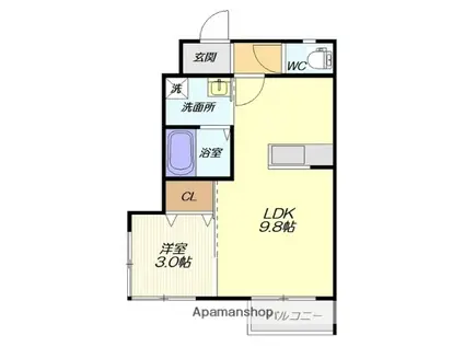 シャーメゾン徠夢(1LDK/1階)の間取り写真