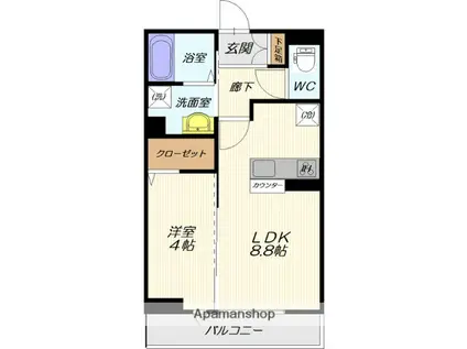 グリーンヒルズ Ⅸ(1LDK/3階)の間取り写真