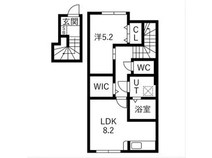 アクアフィオーレ江南(1LDK/3階)の間取り写真