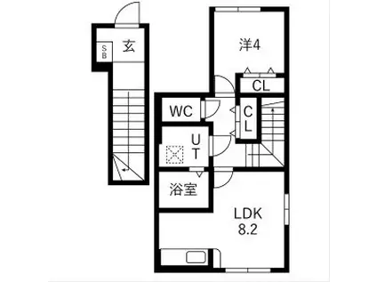 アクアフィオーレ江南(1LDK/2階)の間取り写真