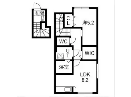 アクアフィオーレ江南(1LDK/3階)の間取り写真
