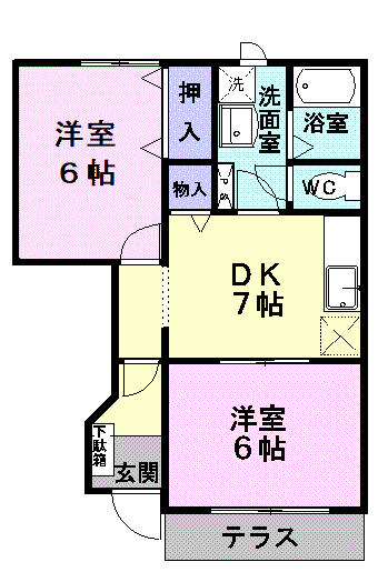 チェリーブラッサムⅢ(2DK/1階)の間取り写真
