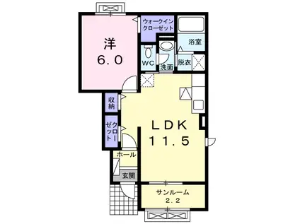 マスカット ベリー B(1LDK/1階)の間取り写真