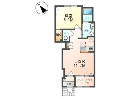 ロイヤルヒルズ(1LDK/1階)の間取り写真